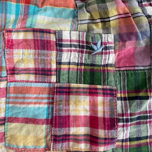Vintage Aerie Women’s Boho Colorful Patchwork Plaid button fly Shorts Sz Small - Picture 4 of 9